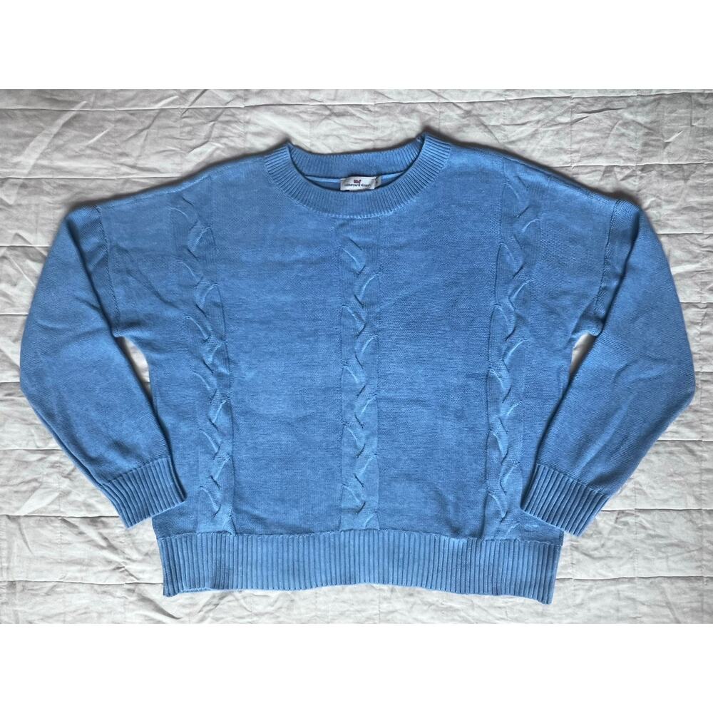 Vineyard Vines Blue Cableknit Crew Neck Sweater Fisherman Old Money preppy-XL